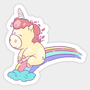 Chubby Unicorn - Sliding down the rainbow Sticker